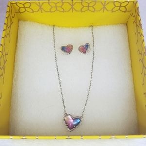 Kendra Scott- Watercolor Heart Necklace + Earrings set (new in box)